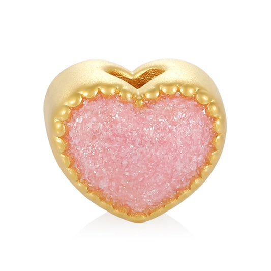0.35g trendy fashion culture luxury 24k micro-hard gold sweetheart pink love heart shape bracelet beaded