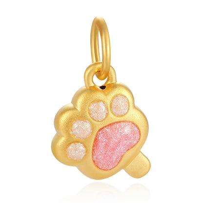 Pink Cute Cat Claw Style Beaded High-End 24K Solid Gold 0.5g Luxury Bracelet Accessories for Girls