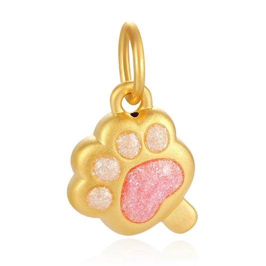 Pink Cute Cat Claw Style Beaded High-End 24K Solid Gold 0.5g Luxury Bracelet Accessories for Girls
