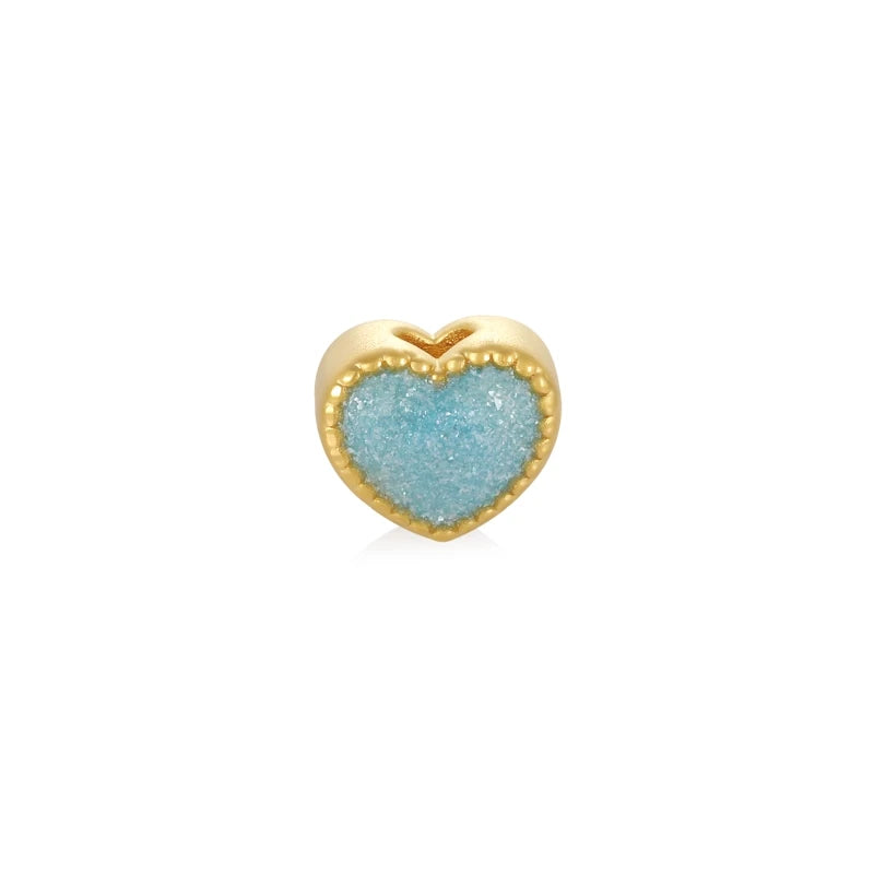 24K Solid Gold Bracelet with Micro-Hard Gold Heart Shape High-End New Design Beaded Glitter Enamel Jewelry Findings & Components