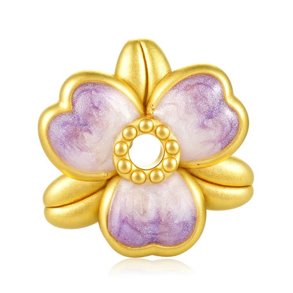 Enamel craftsmanship fashion design luxury hard gold 24k pure gold daffodil button shape bracelet beaded