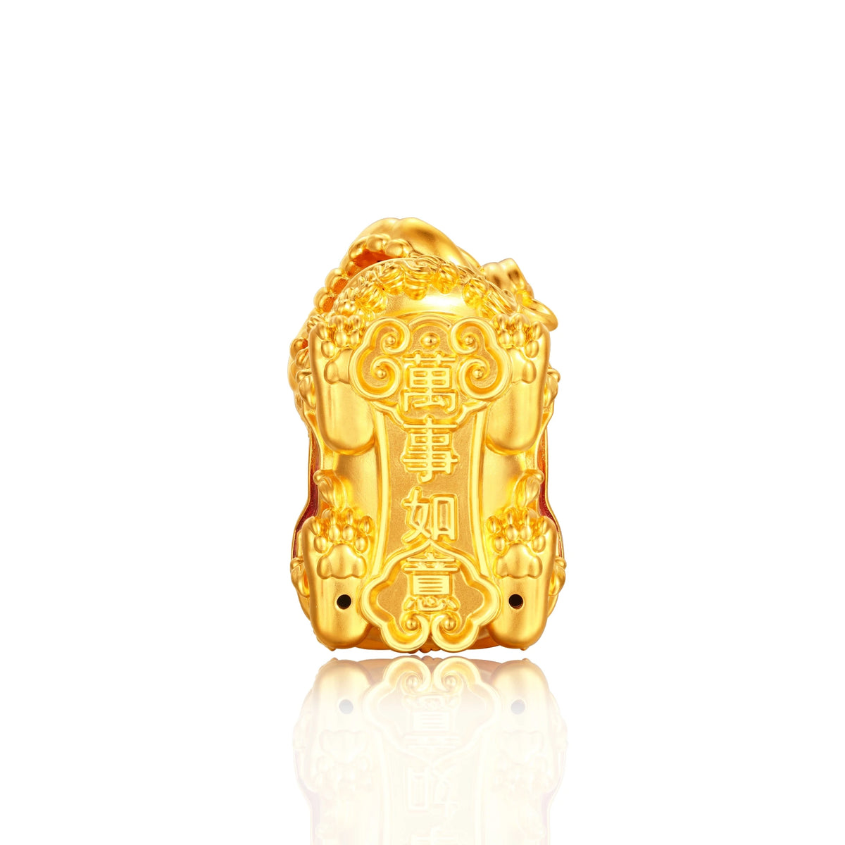 24K Solid Gold Small Ball Right-Turn Lion Dance Figurine 7g