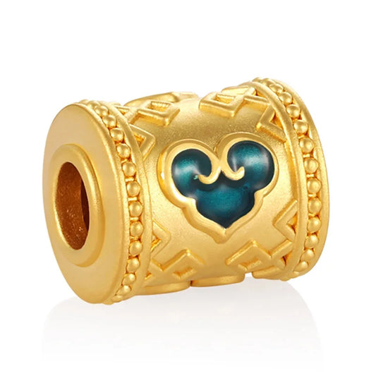 24K Gold Ruyi Pattern Rotatable Charm Couple Anniversary Jewelry Unisex 0.95g