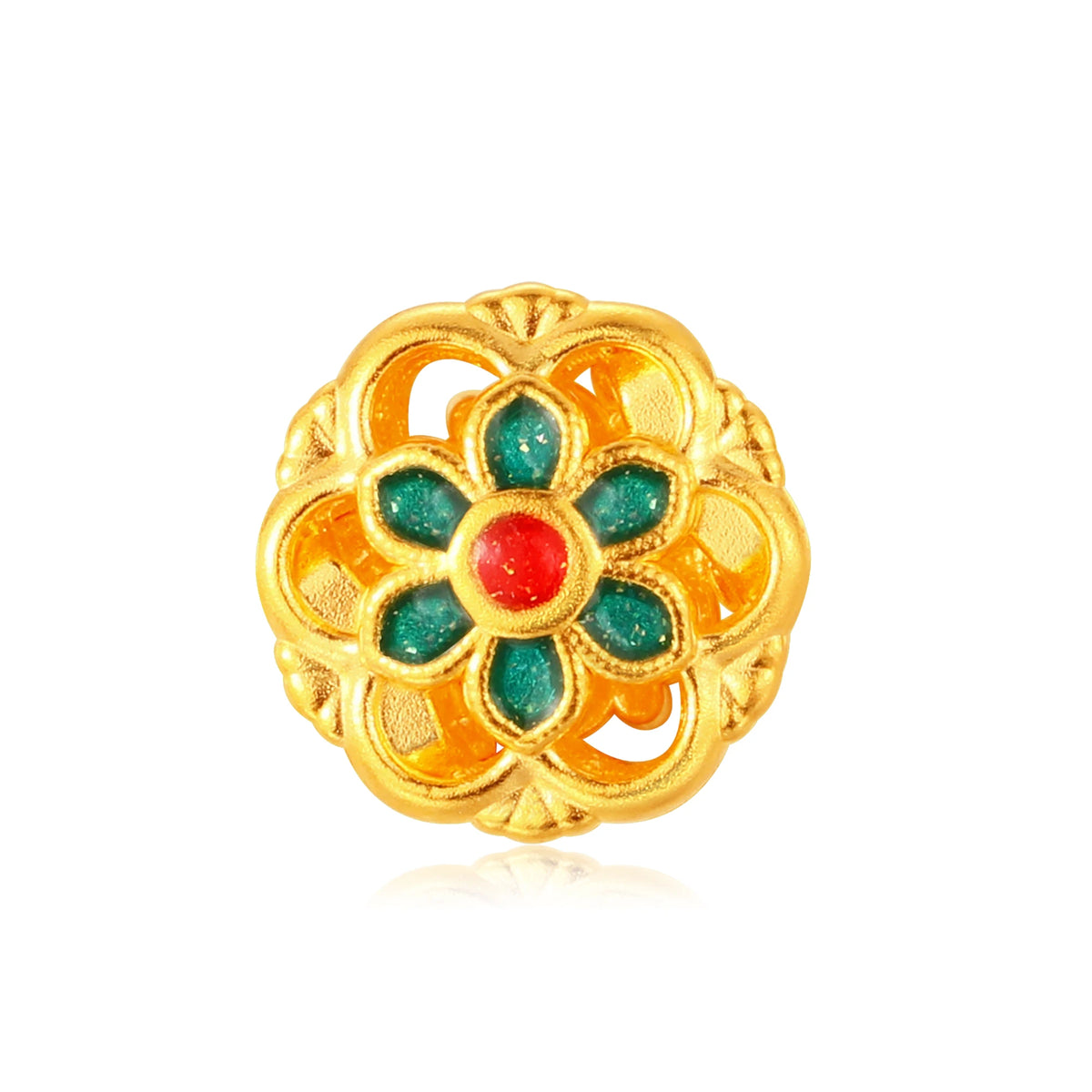 24K Solid Gold Harmony Perfection Filigree Charm 0.45g