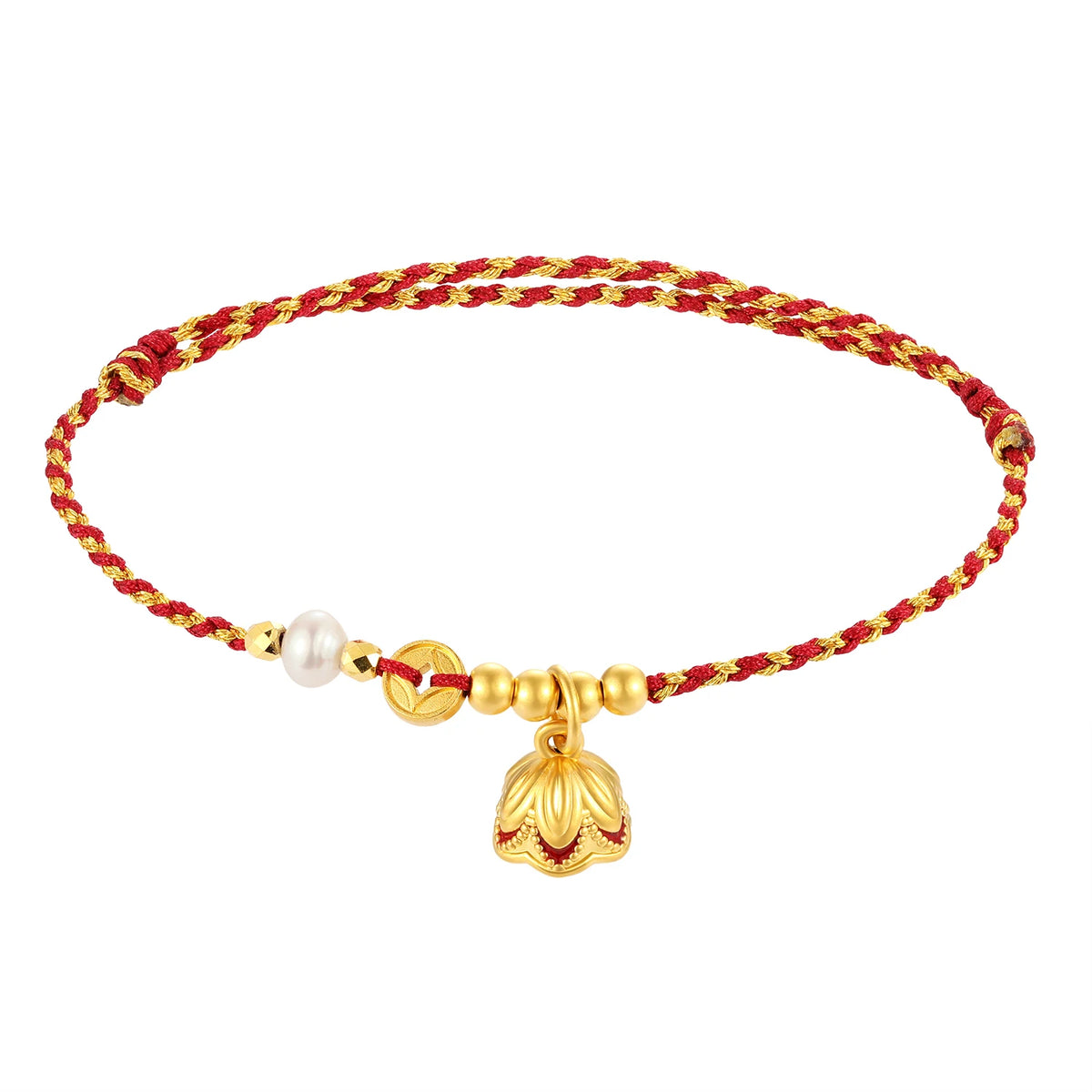 24K Solid Gold Continuous Good Luck Bracelet Charm 1g
