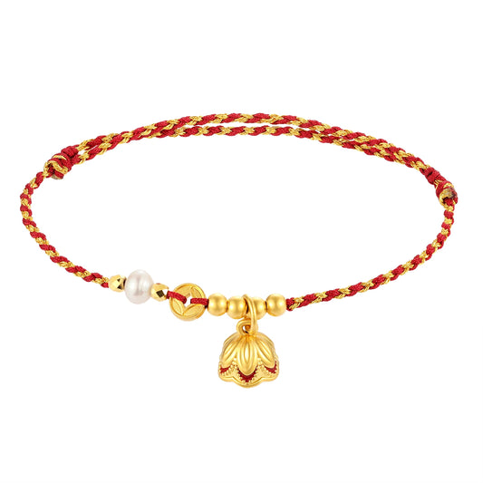 24K Solid Gold Continuous Good Luck Bracelet Charm 1g