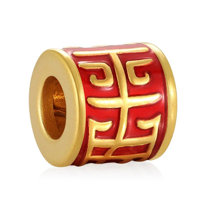 24K Micro-Hard Gold Solid Peace Symbol Bracelet Unique Chinese Style Design with Beaded Finish Jewelry Finding Component