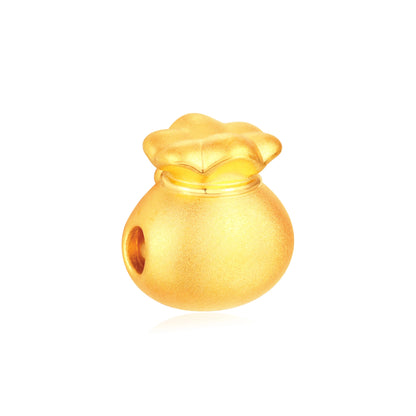 Micro Hard Gold Fortune Bag Bracelet Charm Gold - 0.75g