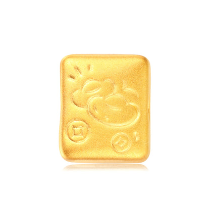 24K Solid Gold Money Flower Mahjong Charm 0.7g