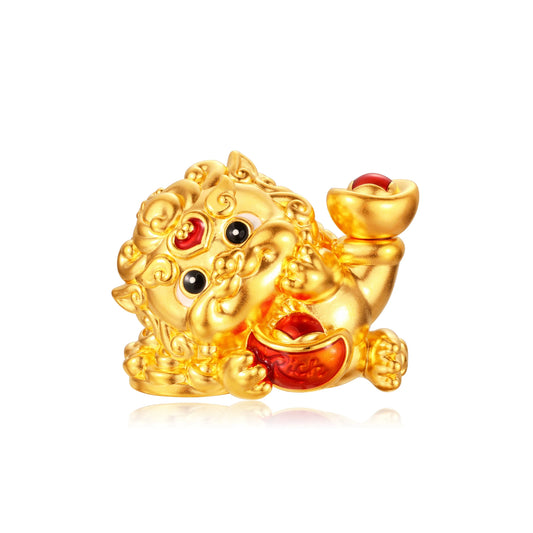 24K Solid Gold Reclining Pixiu Figurine 6.2g