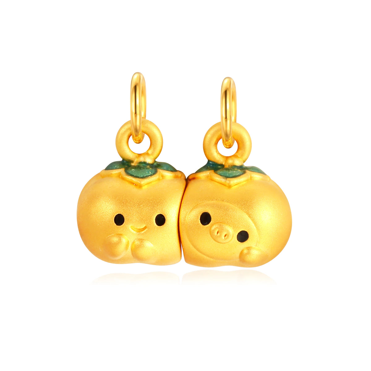 Magnetic Pig Persimmon Luck Gold Charm - 1.3g