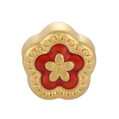 Trendy Fashion High-End Luxury Design 24K Micro-Hard Gold Pure Gold Classical Changle Flower-Shaped Beaded Bracelet Sandblasted