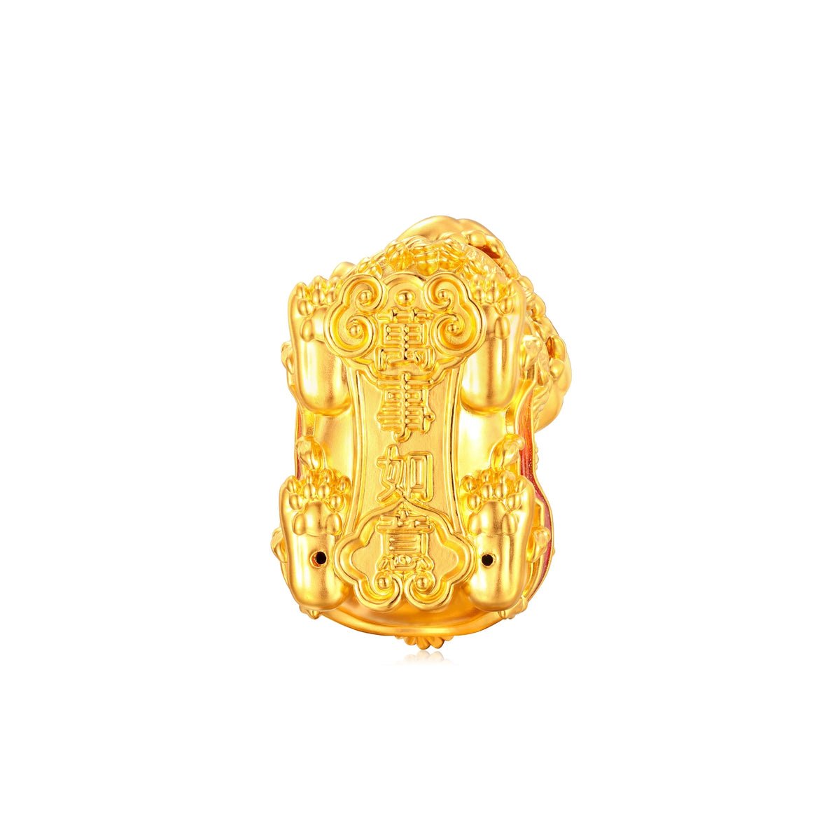24K Solid Gold Medium Ball Left-Turn Lion Dance Figurine 17.7g