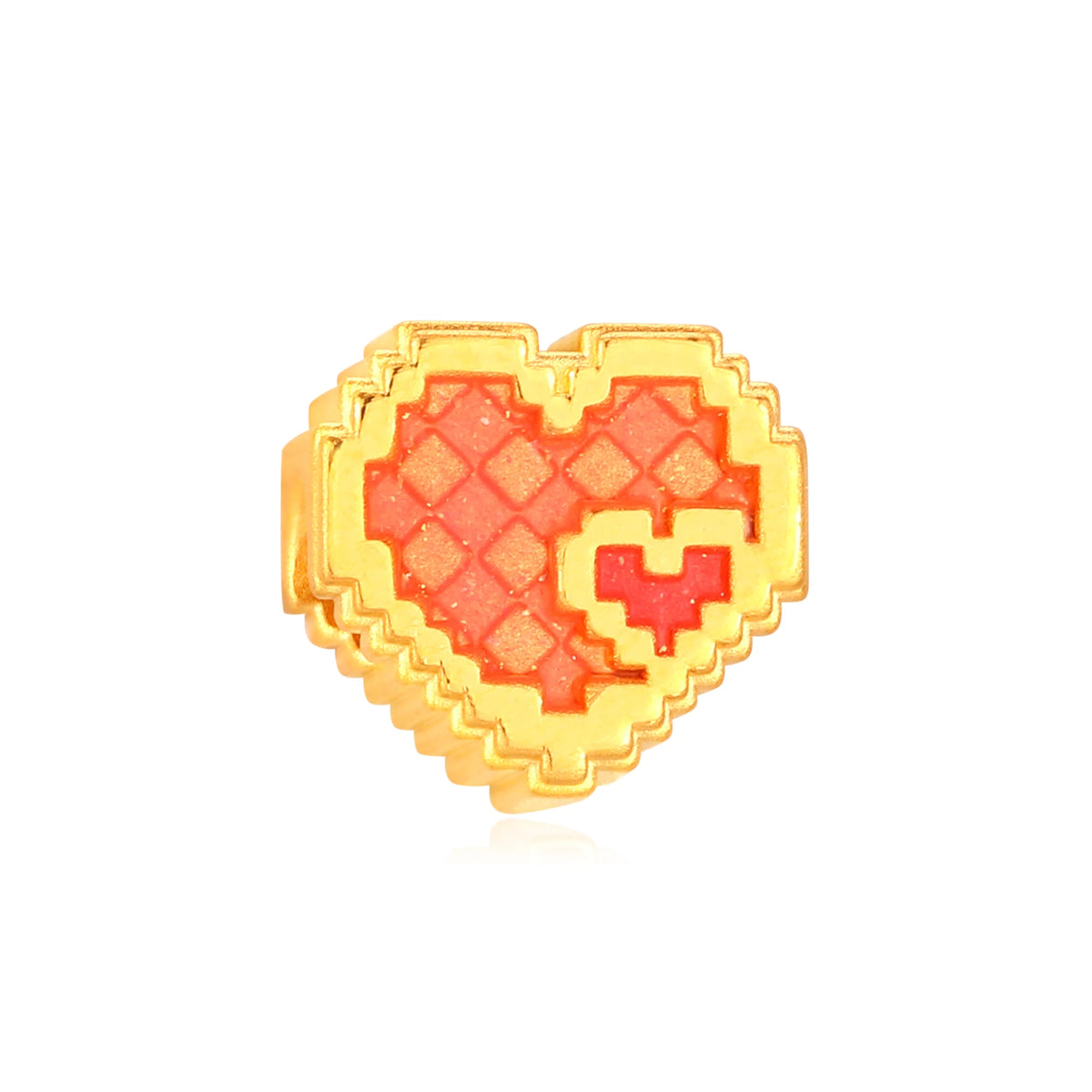 Pixel Heart Gold Charm - 0.6g