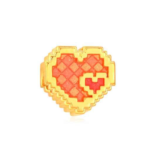 Pixel Heart Gold Charm - 0.6g