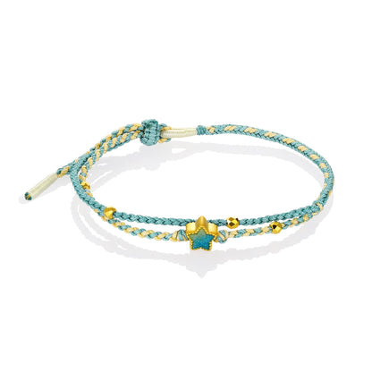 Green hand-woven rope 24k pure gold slightly hard venus-shaped beaded bracelet exquisite gold jewelry