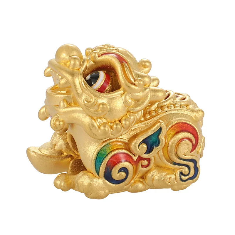 2.7g beaded jewelry accessories wholesale 24k pure gold luxury jewelry accessories small Chinese Pixiu shape beaded