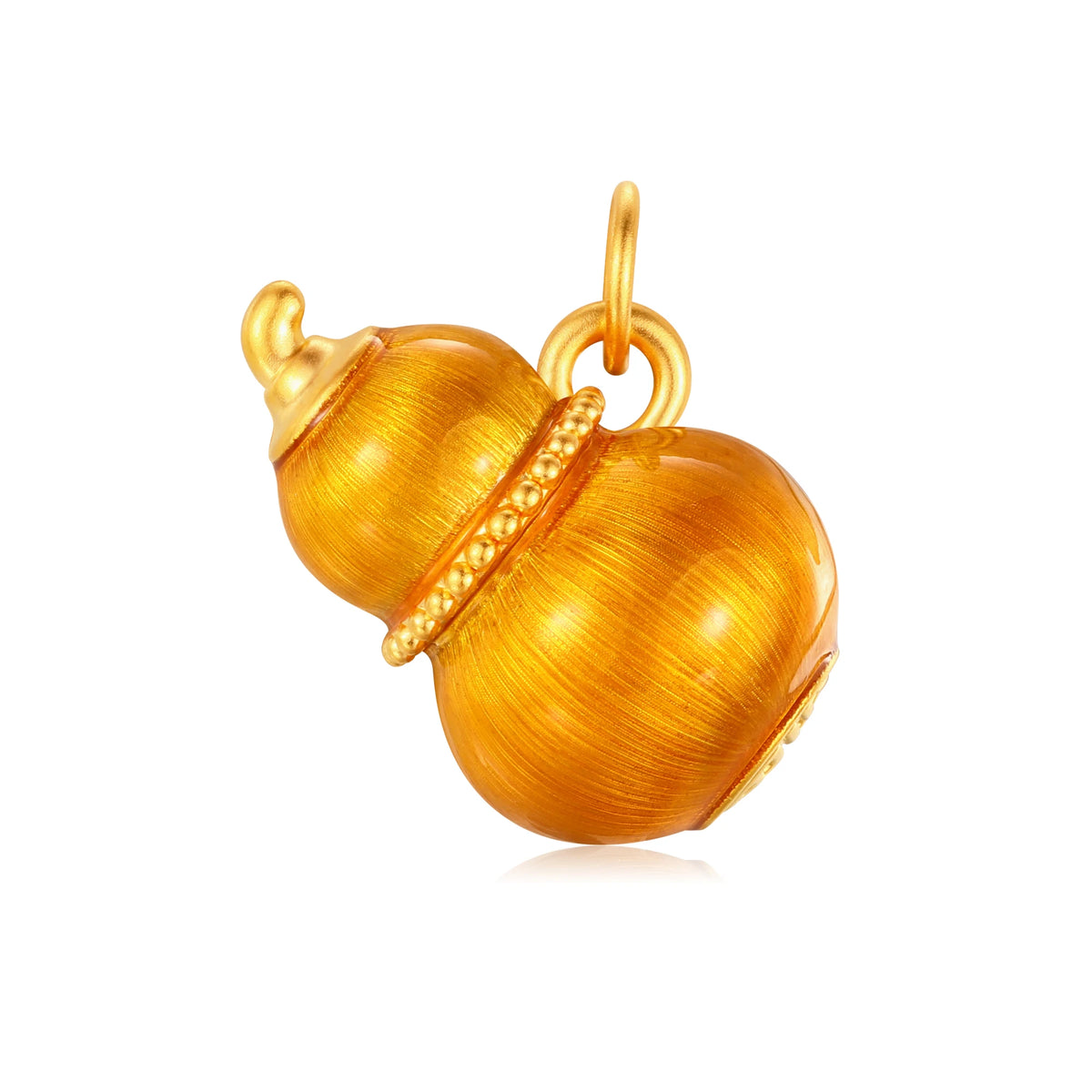 24K Solid Gold Brushed Amber Gold Gourd Charm 1.4g
