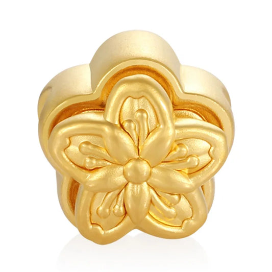 Sandblasting process 24k pure gold cherry blossom shape luxury beaded enamel process luxury jewelry accessories