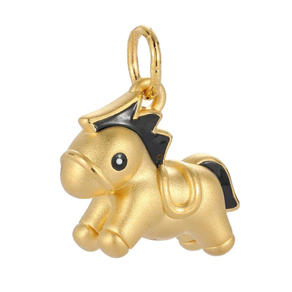 Black pony shape necklace accessories pendant luxury cute everyday style pendant 24K solid gold pendant