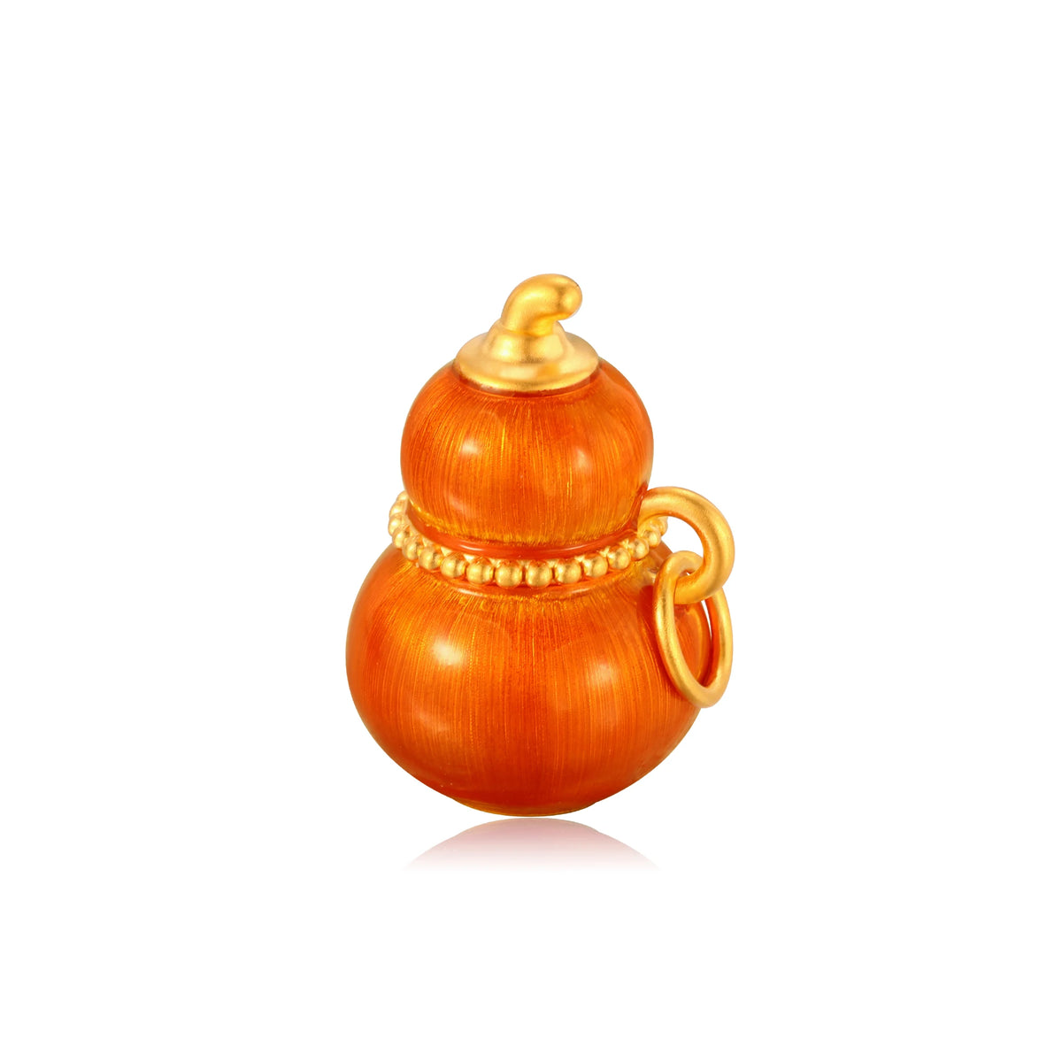 24K Solid Gold Brushed Warm Orange Gourd Charm 1.4g