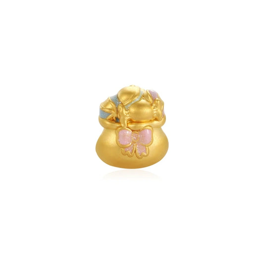 Wholesale Customizable OEM/ODM Candy Lucky Bag Shape Beaded 24K Solid Gold Luxury Cute Style 3.0mm Aperture 0.6g Bracelet
