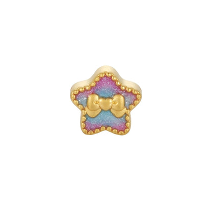 Customizable Packaging 24K Solid Gold Star-Shaped Flower Beaded Bracelet Accessories Fluorescent Enamel Craft Sandblasted Cute