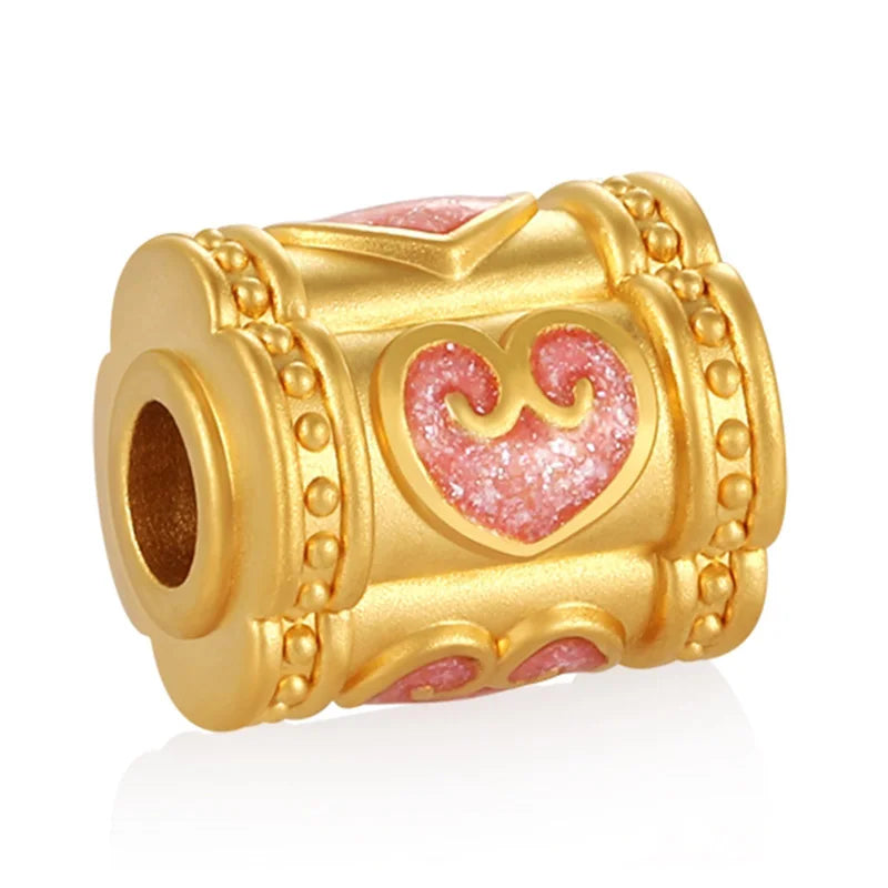 Luxury 24k micro-hard gold couple wishful love pattern beaded pure gold bracelet beaded high-end jewelry accessories