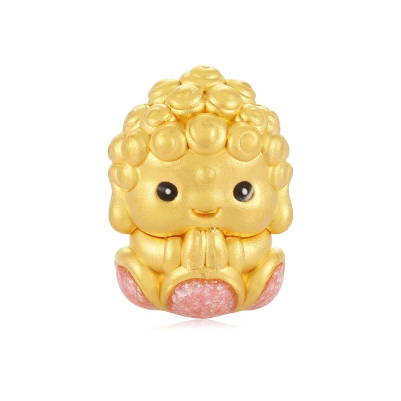 24K Solid Gold Buddha Bracelet Trendy 0.45g Micro-Hard Crosses Customizable Packaging Beads Jewelry Owned OEN/ODM Braded