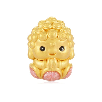 24K Solid Gold Buddha Bracelet Trendy 0.45g Micro-Hard Crosses Customizable Packaging Beads Jewelry Owned OEN/ODM Braded