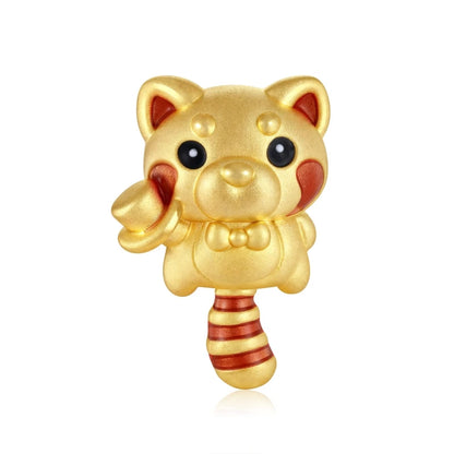 Wholesale 24K Pure Gold Enamel Bracelet Accessories Micro-Hard Beaded Red Panda Shape Magician Style Jewelry Findings Components