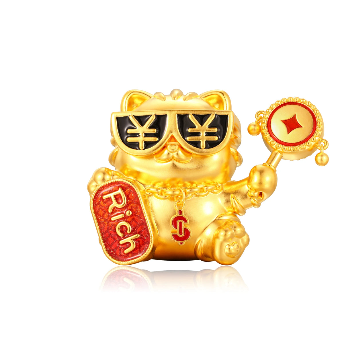 24K Solid Gold Large Lucky Cat Wealth Figurine 30.6g