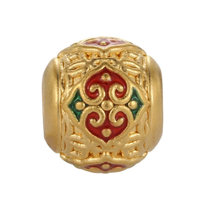 0.25g New Design 24k Solid Gold Ancient Enamel Fortune Beaded Bracelet High-End Micro Hard 2.2mm Aperture 6x6x5.3mm Jewelry