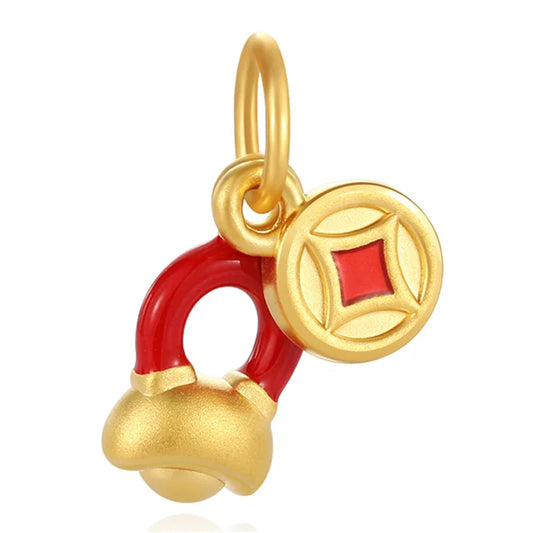 24K Gold Wealth Blessing Pendant DIY Accessory Wealth Boost Jewelry 0.65g