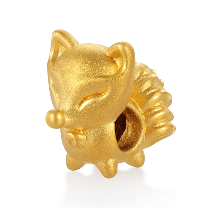 Luxury cute design micro-hard gold fox shape 24K Solid Gold  Bracelet Beaded glitter enamel Jewelry