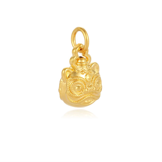 24K Solid Gold Large Plain Lion Charm 1.38g