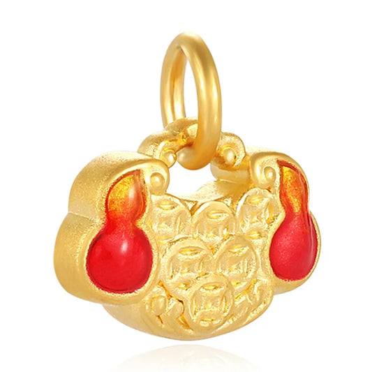 High-end gold bracelet 24K micro-hard gold solid gold gourd copper coin shape bracelet beaded
