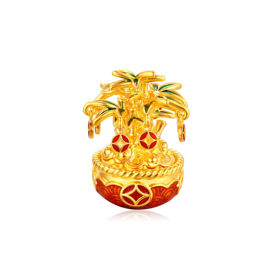 24K Solid Gold Bamboo Rising Step Figurine 12.1g