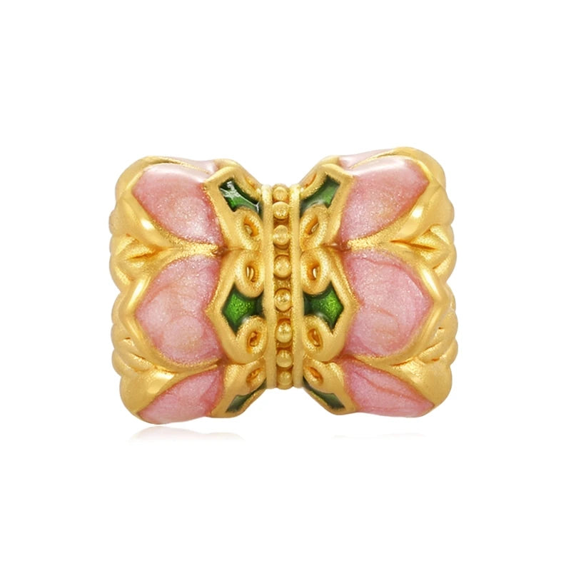 24K Solid Gold Beaded Micro Hard Fortune Round 0.45g for High-End Bracelet Accessories Jewelry Findings & Components