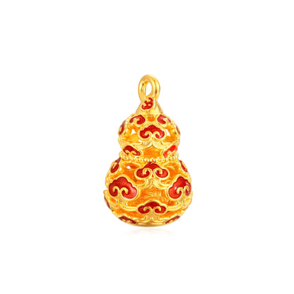 Hollow Out Auspicious Cloud Gourd Gold Charm - 2.2g