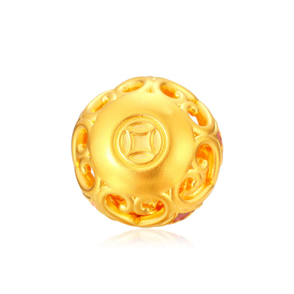 Hollow Out Heart Gourd Gold Charm - 2.4g