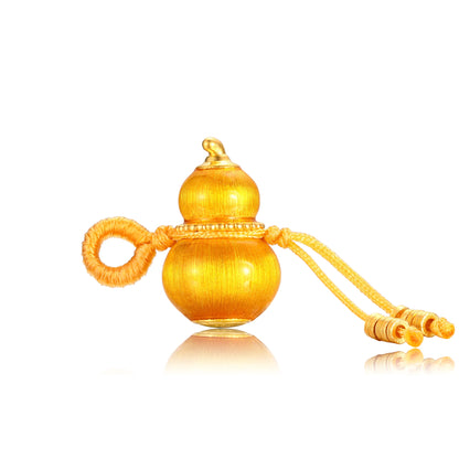 24K Solid Gold Amber Gold Gourd Charm 0.7g