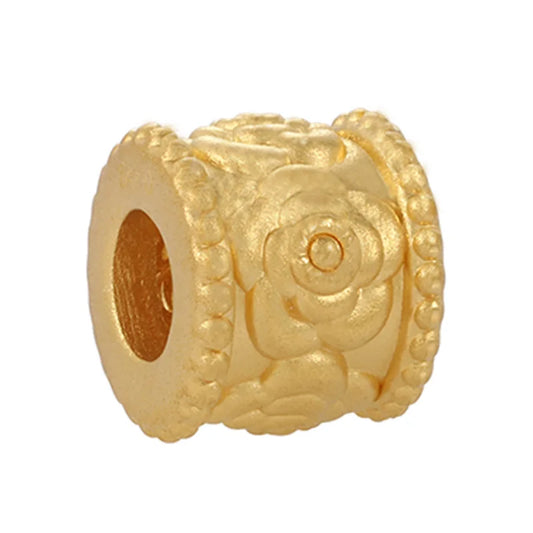High-end luxury 24k micro-hard gold pure gold rose pattern bracelet beaded pure gold beaded jewelry accessories