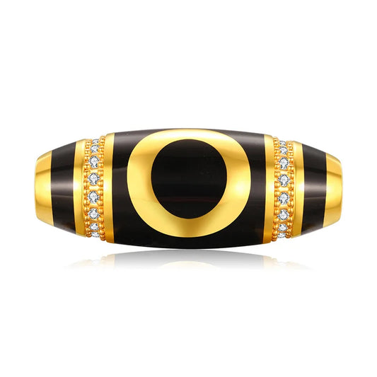 24K Gold Diamond Inlaid Single Eye Dzi Bead Rotatable Charm Tibetan Auspicious Jewelry 2.7g