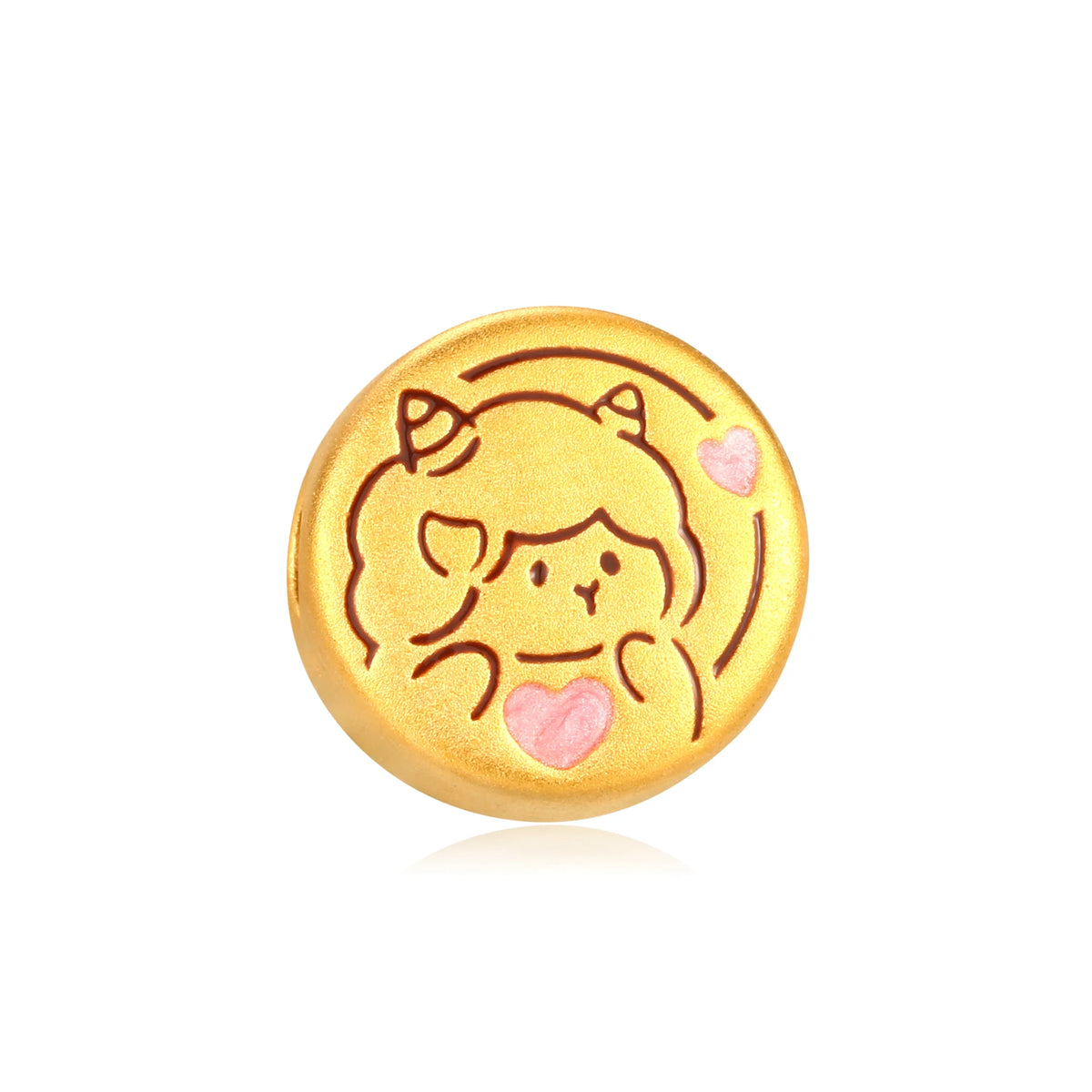 Line Art Goat Gold Charm - 0.45g