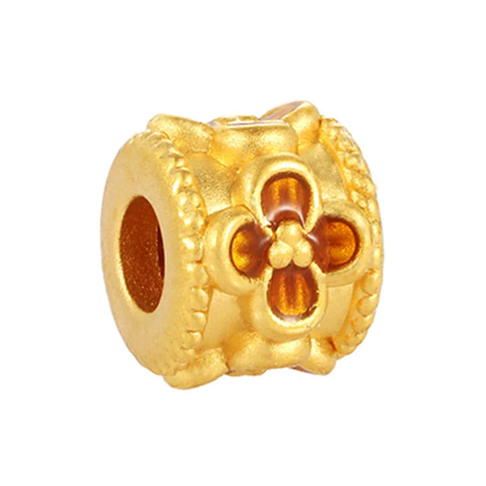 Enamel Craft 24k Micro-hard Gold Pure Gold Osmanthus-shaped Filigree Classical Sandblasted Brightened Enamel Bracelet Beaded