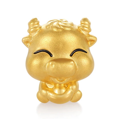 Zodiac Series Cow Solid Gold High-end beaded luxury bracelet accessories Chinese Amulet For children Carved in real gold beaded