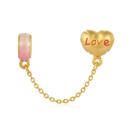 Glitter enamel craftsmanship fashion design luxury hard gold 24k pure gold love balloon shape bracelet beaded