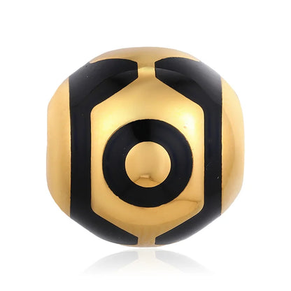 Large size luxury design three-eyed sky beads 24K solid gold hard gold round bracelet beaded high-end gold jewelry accessories