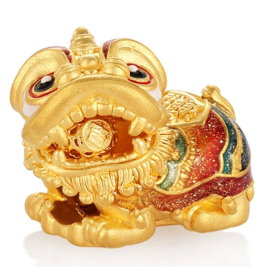 New Style Good Quality Chinese Style Lion Shape 24K Gold Plating Loose Beads for Jewelry Bracelet Making